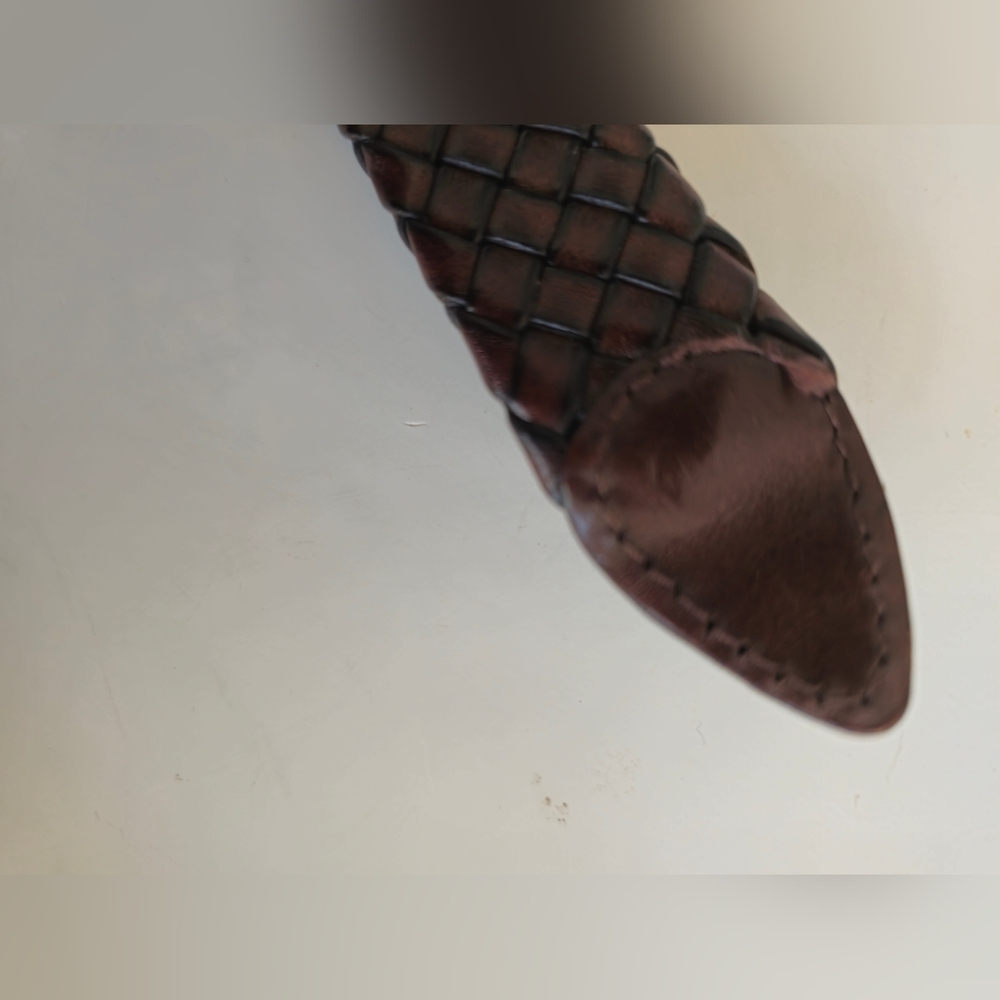 Men's Genuine Leather Braided Brown Belt Bonded Lacing  Brass Buckle Size 40 - Picture 9 of 15